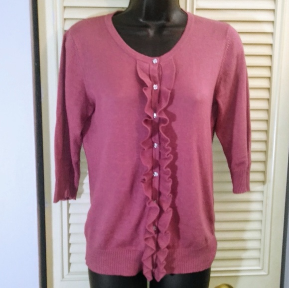 Ruffled 3/4 sleeve lightweight sweater - Picture 6 of 6